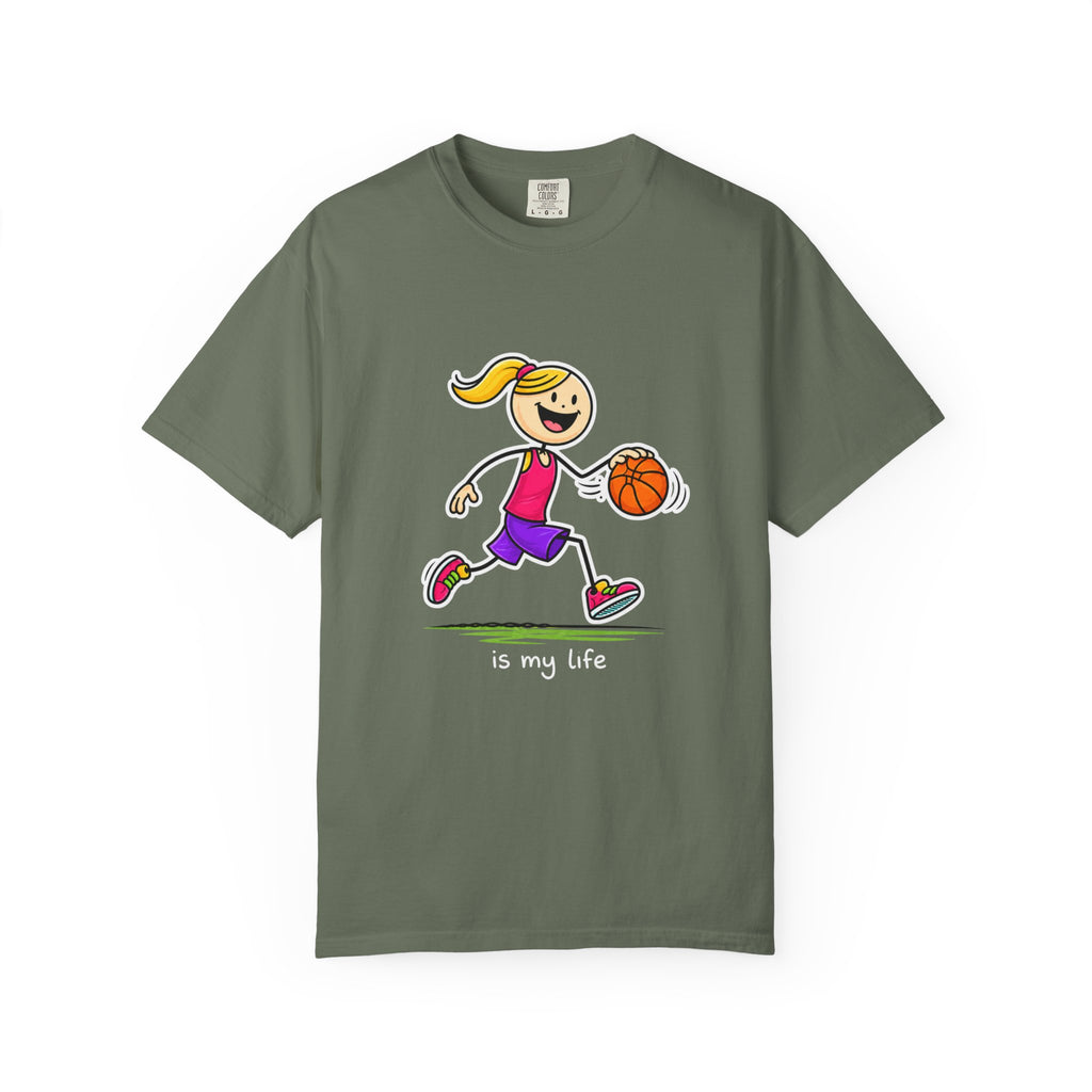 Basketball Figure Short Sleeve T-Shirt — "Basketball is my life" Sports Tee