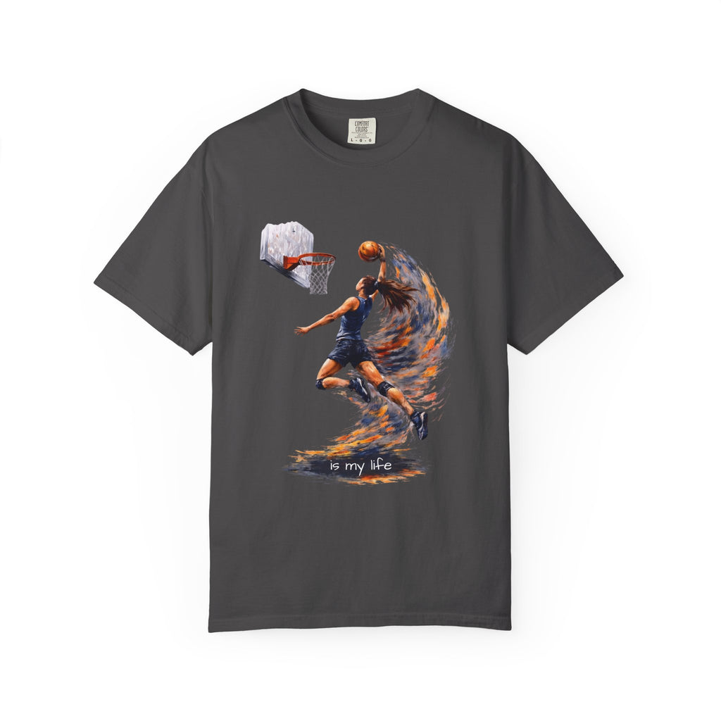 Basketball Dunk Graphic T-Shirt — "Basketball is my life" Player Art Tee