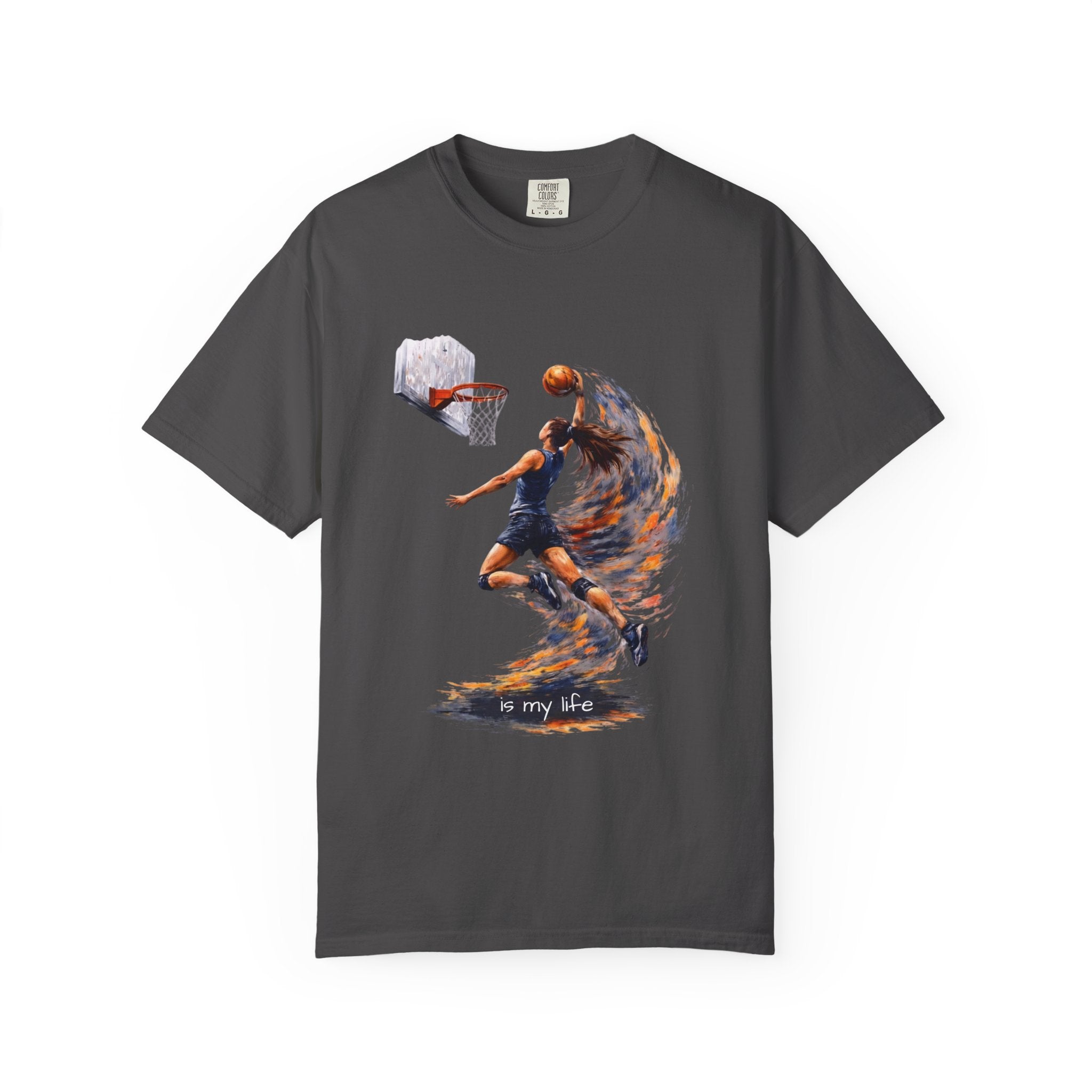Basketball Dunk Graphic T-Shirt — "Basketball is my life" Player Art Tee