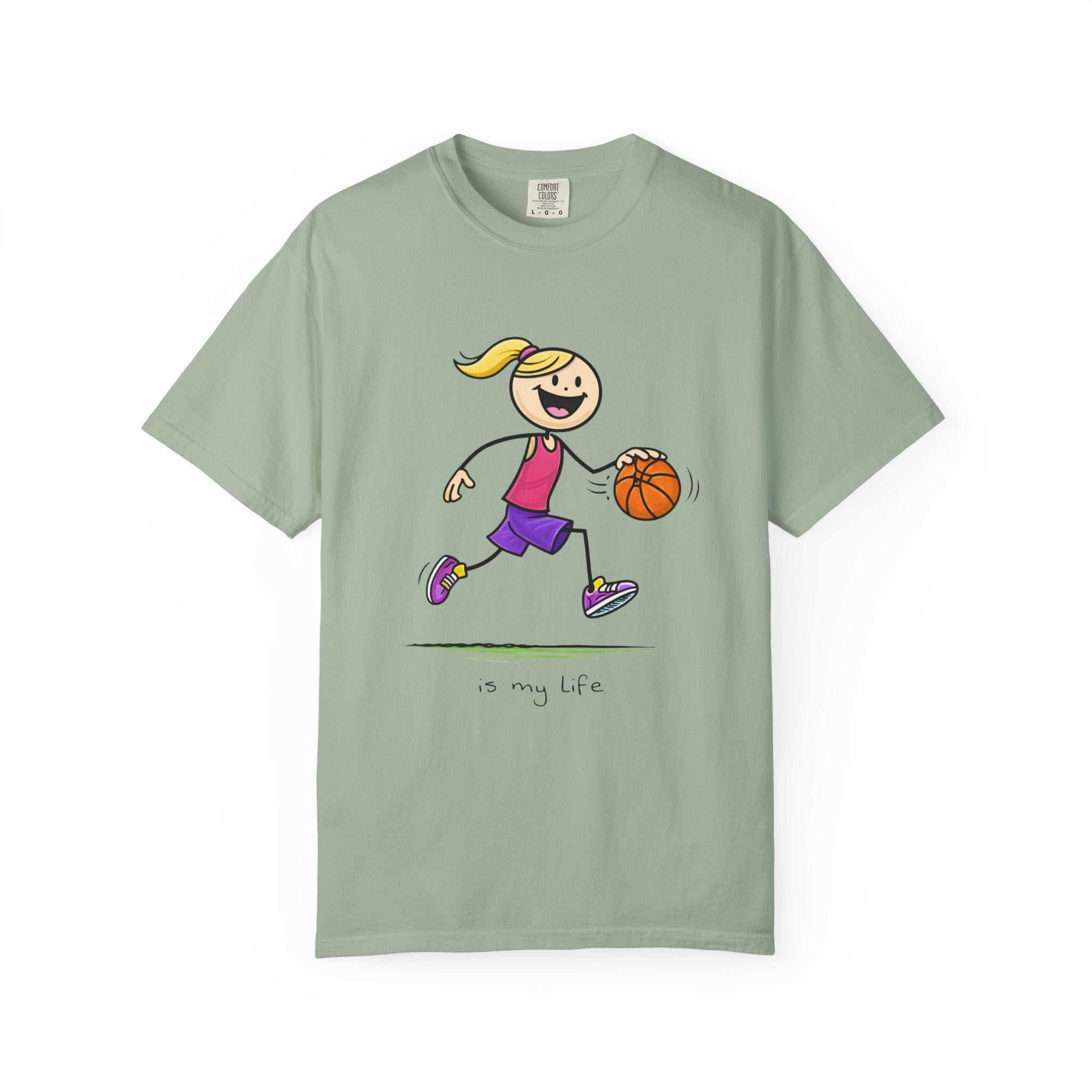 Basketball Figure Short Sleeve T-Shirt — "Basketball is my life" Sports Tee