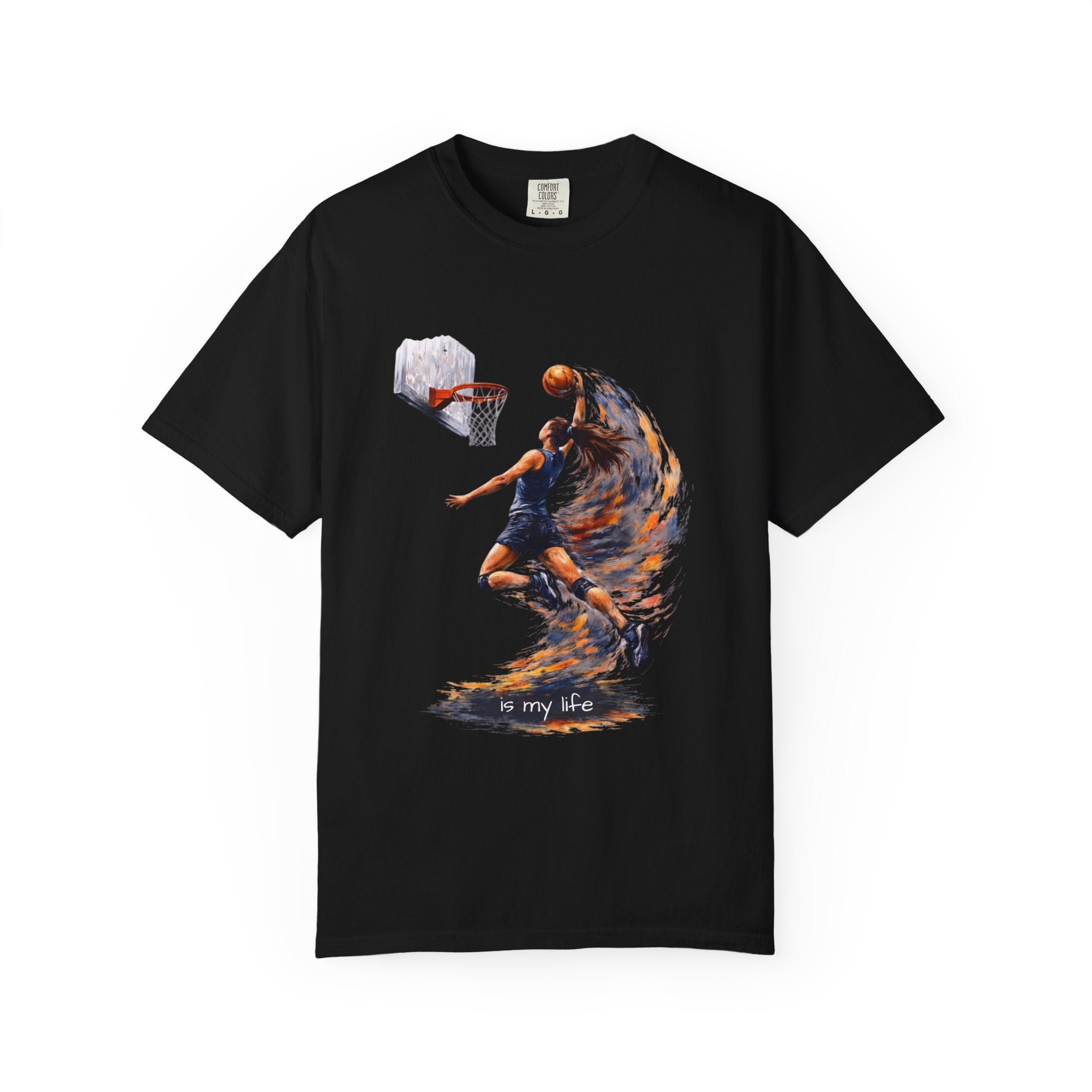 Basketball Dunk Graphic T-Shirt — "Basketball is my life" Player Art Tee