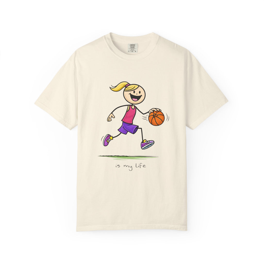 Basketball Figure Short Sleeve T-Shirt — "Basketball is my life" Sports Tee