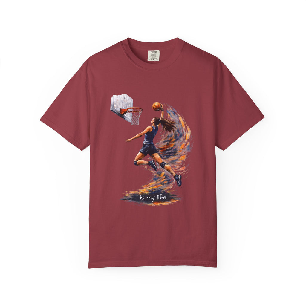 Basketball Dunk Graphic T-Shirt — "Basketball is my life" Player Art Tee