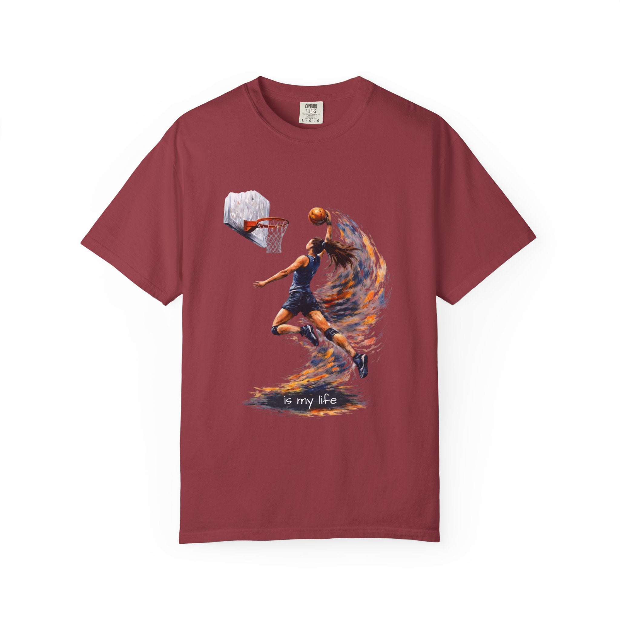 Basketball Dunk Graphic T-Shirt — "Basketball is my life" Player Art Tee