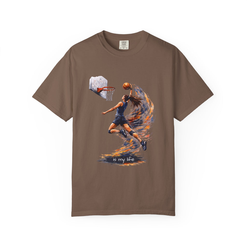 Basketball Dunk Graphic T-Shirt — "Basketball is my life" Player Art Tee