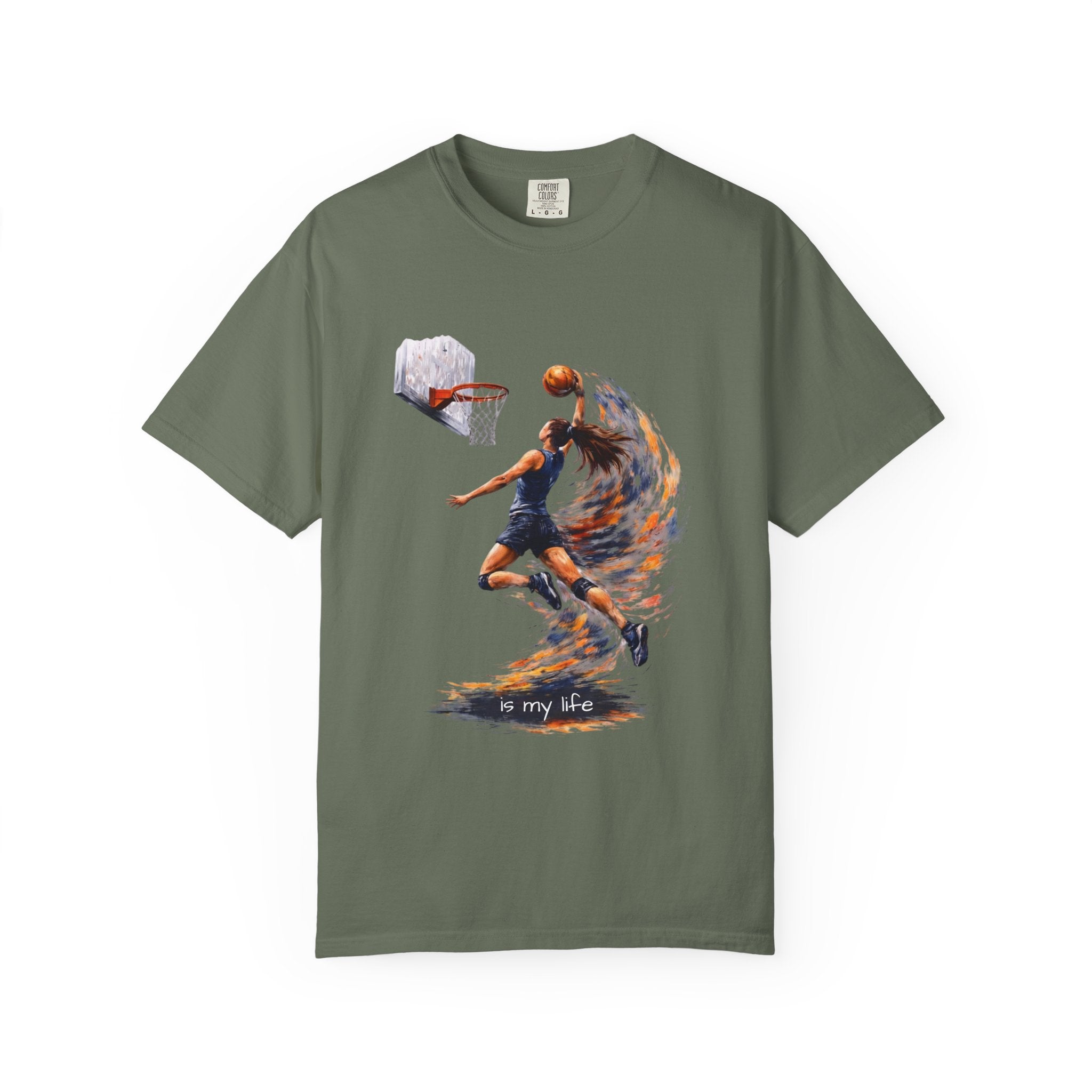 Basketball Dunk Graphic T-Shirt — "Basketball is my life" Player Art Tee