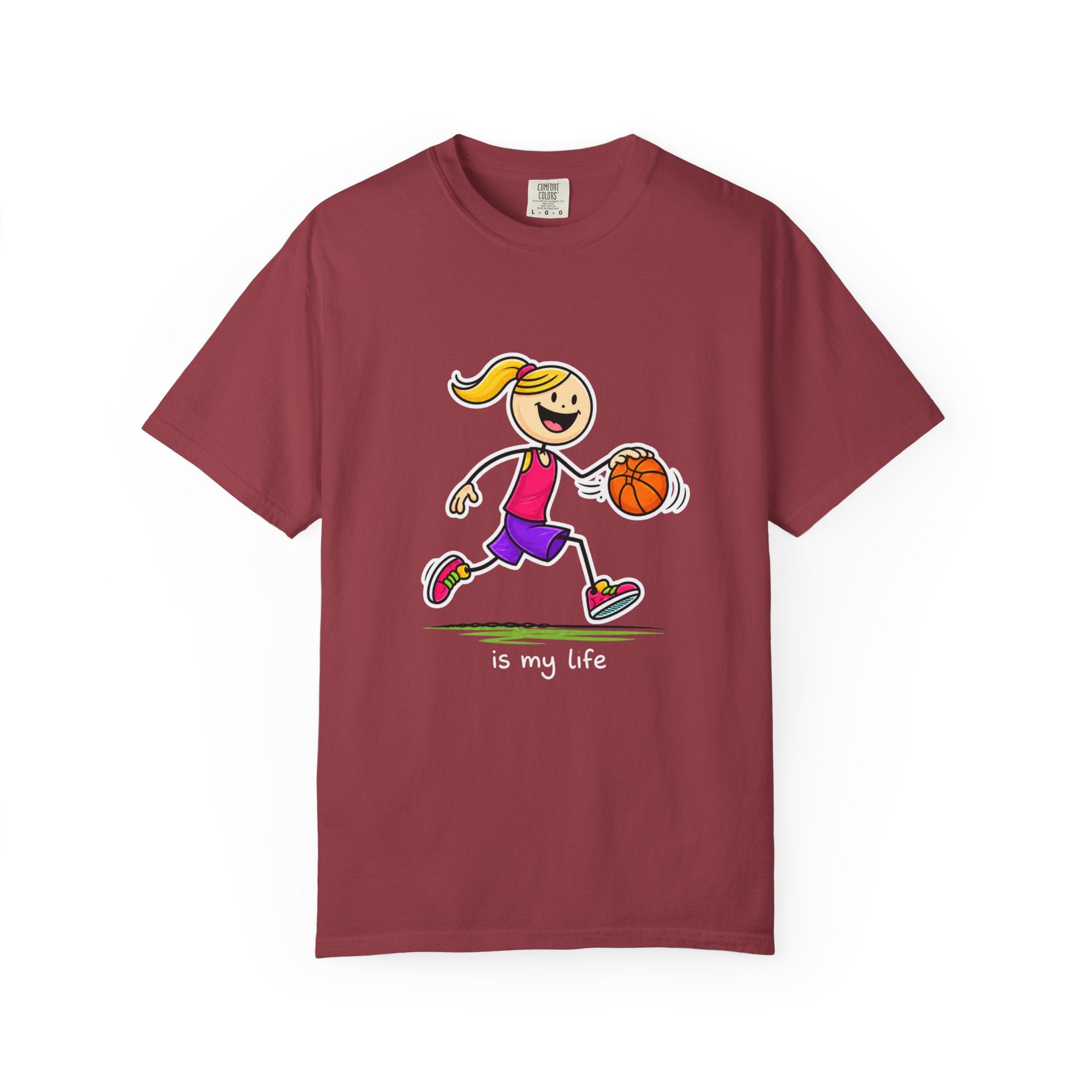 Basketball Figure Short Sleeve T-Shirt — "Basketball is my life" Sports Tee