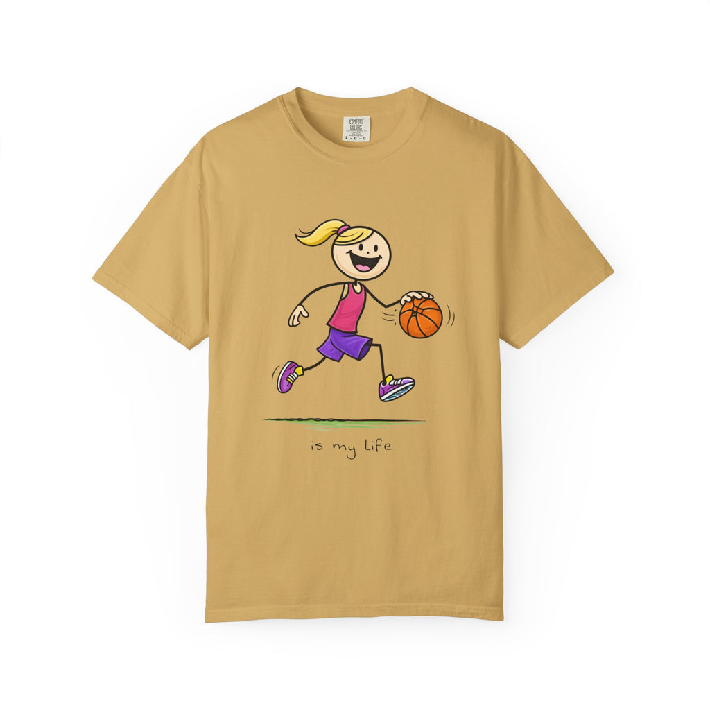 Basketball Figure Short Sleeve T-Shirt — "Basketball is my life" Sports Tee