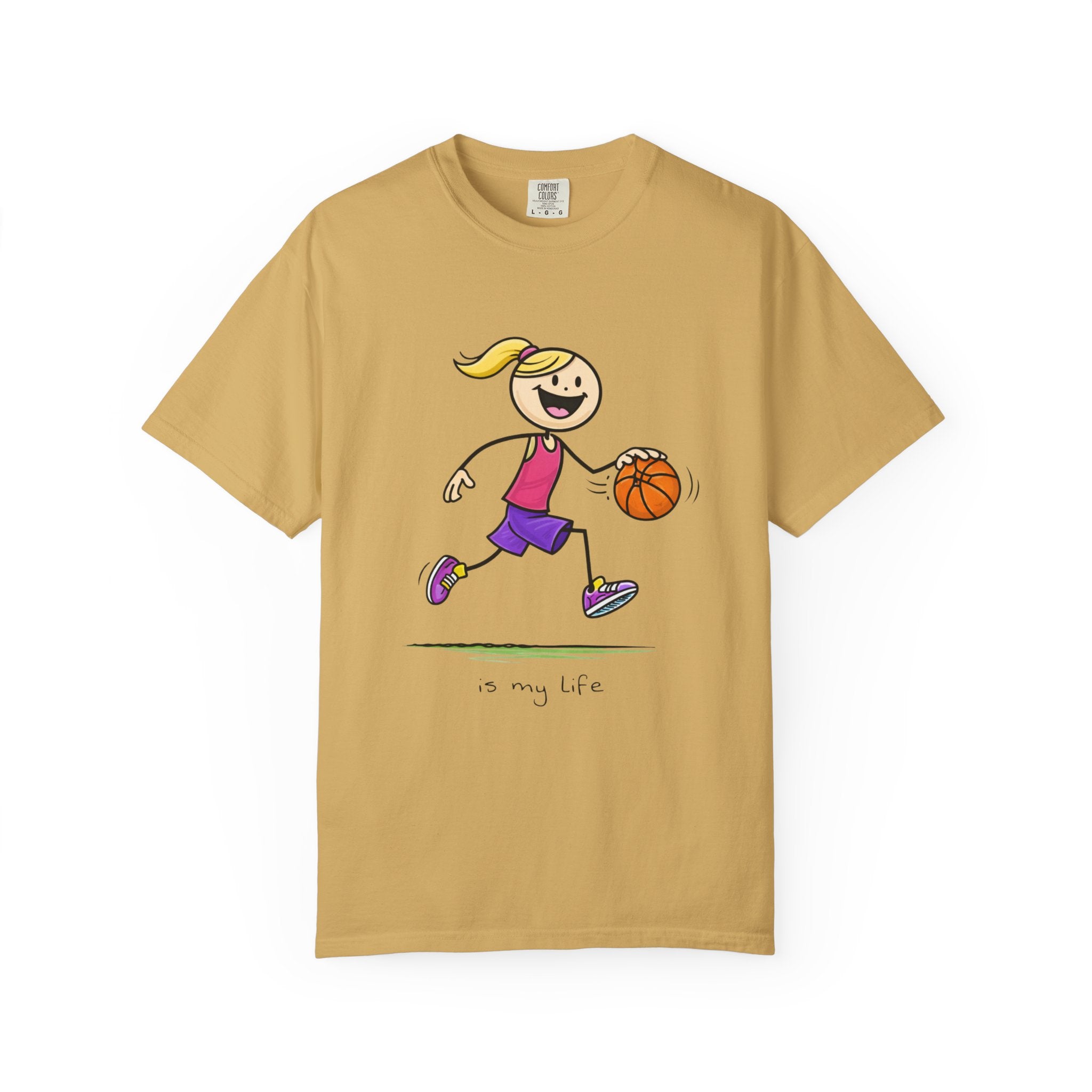 Basketball Figure Short Sleeve T-Shirt — "Basketball is my life" Sports Tee