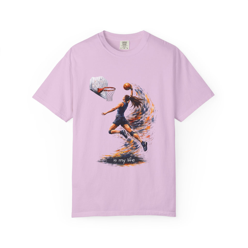 Basketball Dunk Graphic T-Shirt — "Basketball is my life" Player Art Tee