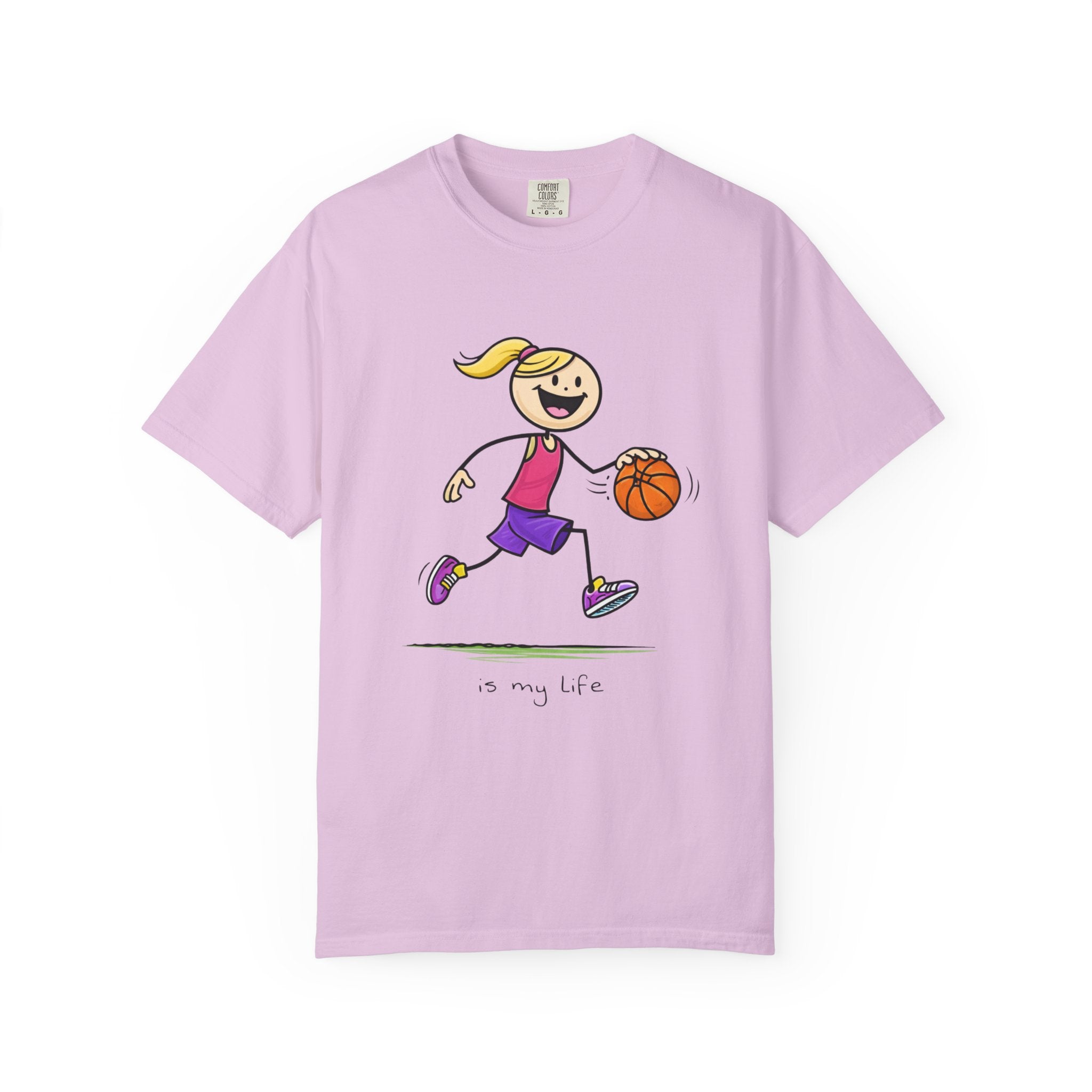 Basketball Figure Short Sleeve T-Shirt — "Basketball is my life" Sports Tee