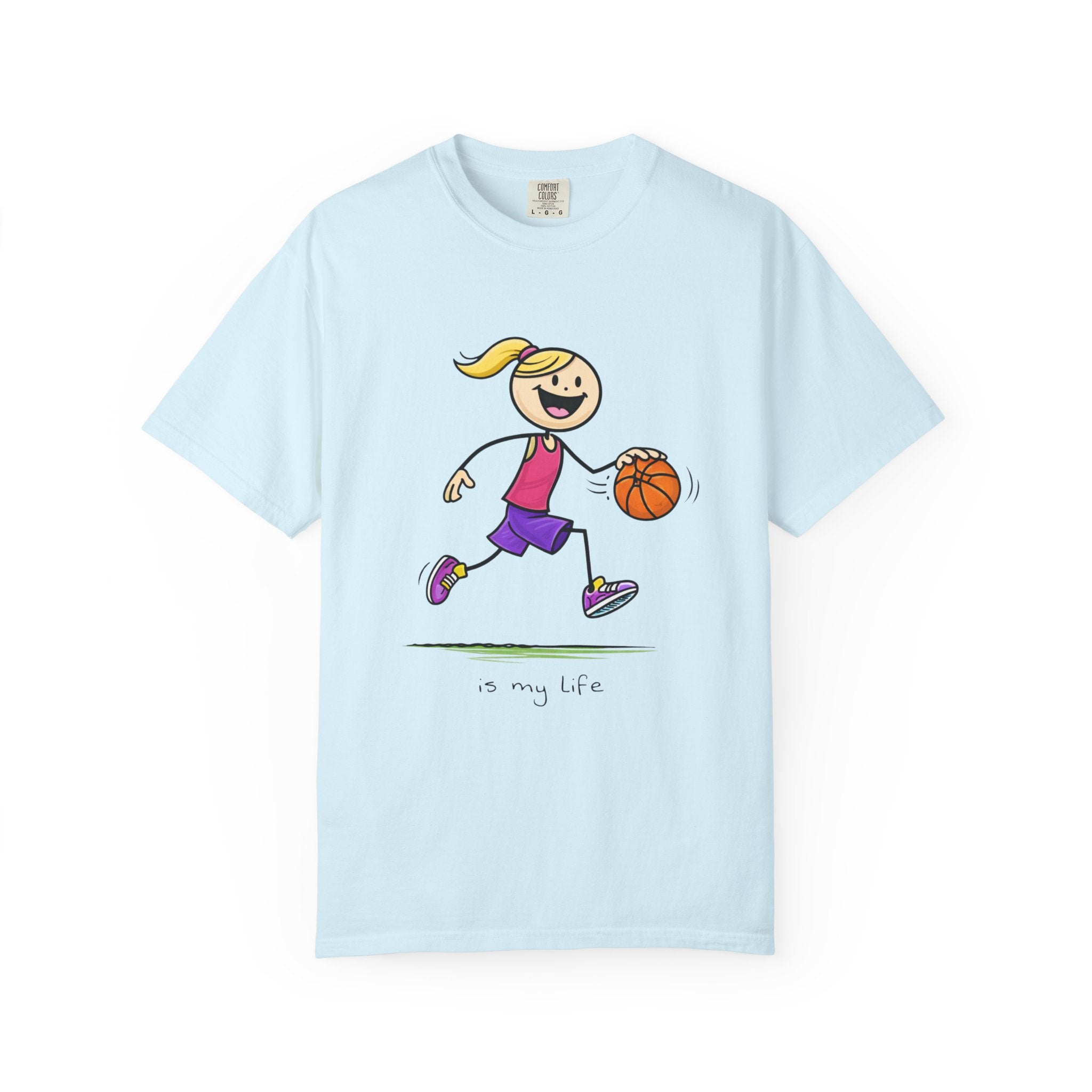 Basketball Figure Short Sleeve T-Shirt — "Basketball is my life" Sports Tee