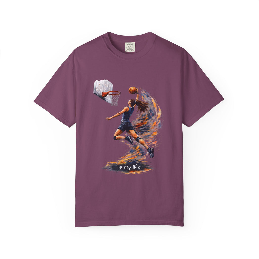 Basketball Dunk Graphic T-Shirt — "Basketball is my life" Player Art Tee
