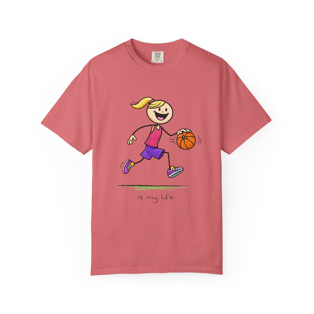 Basketball Figure Short Sleeve T-Shirt — "Basketball is my life" Sports Tee