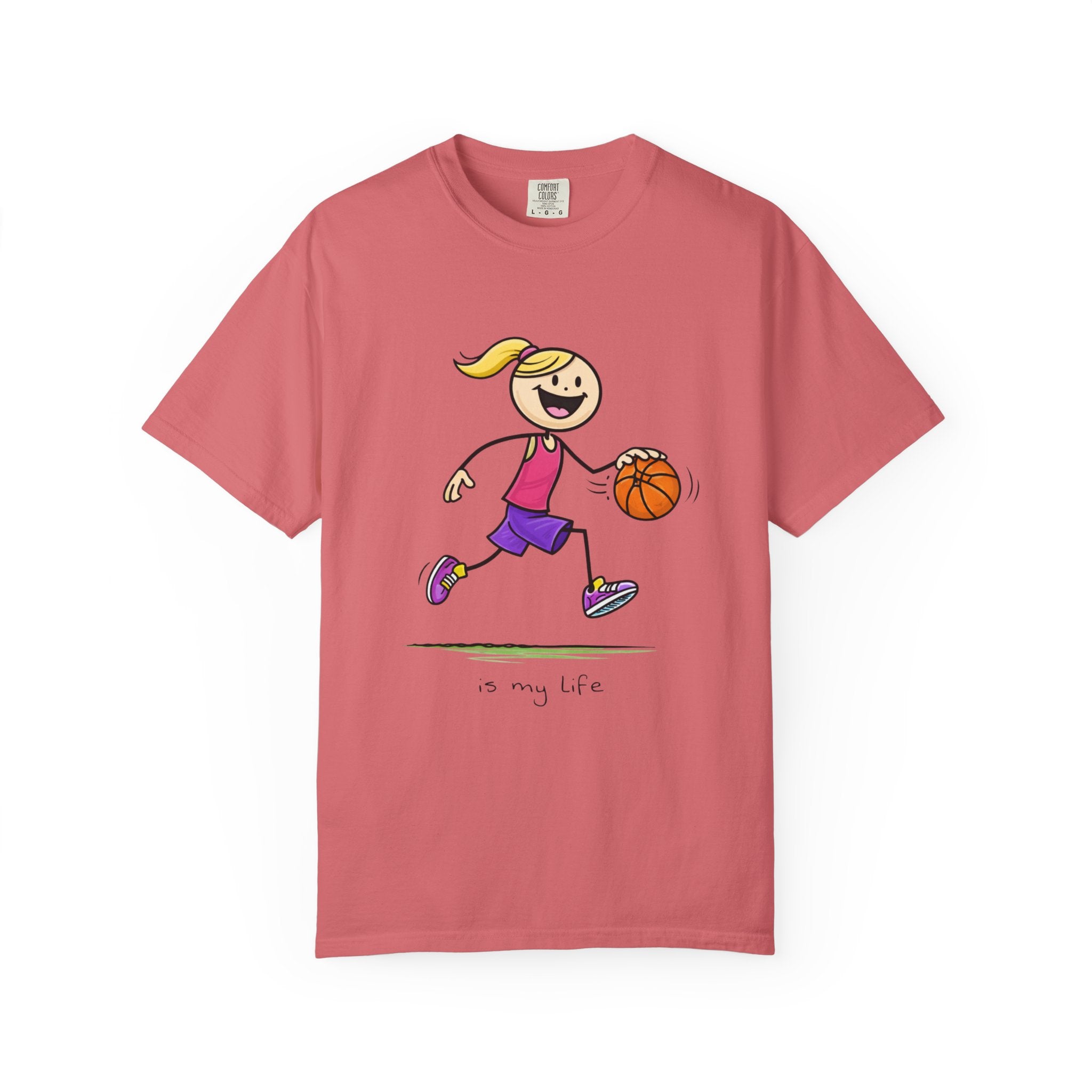 Basketball Figure Short Sleeve T-Shirt — "Basketball is my life" Sports Tee