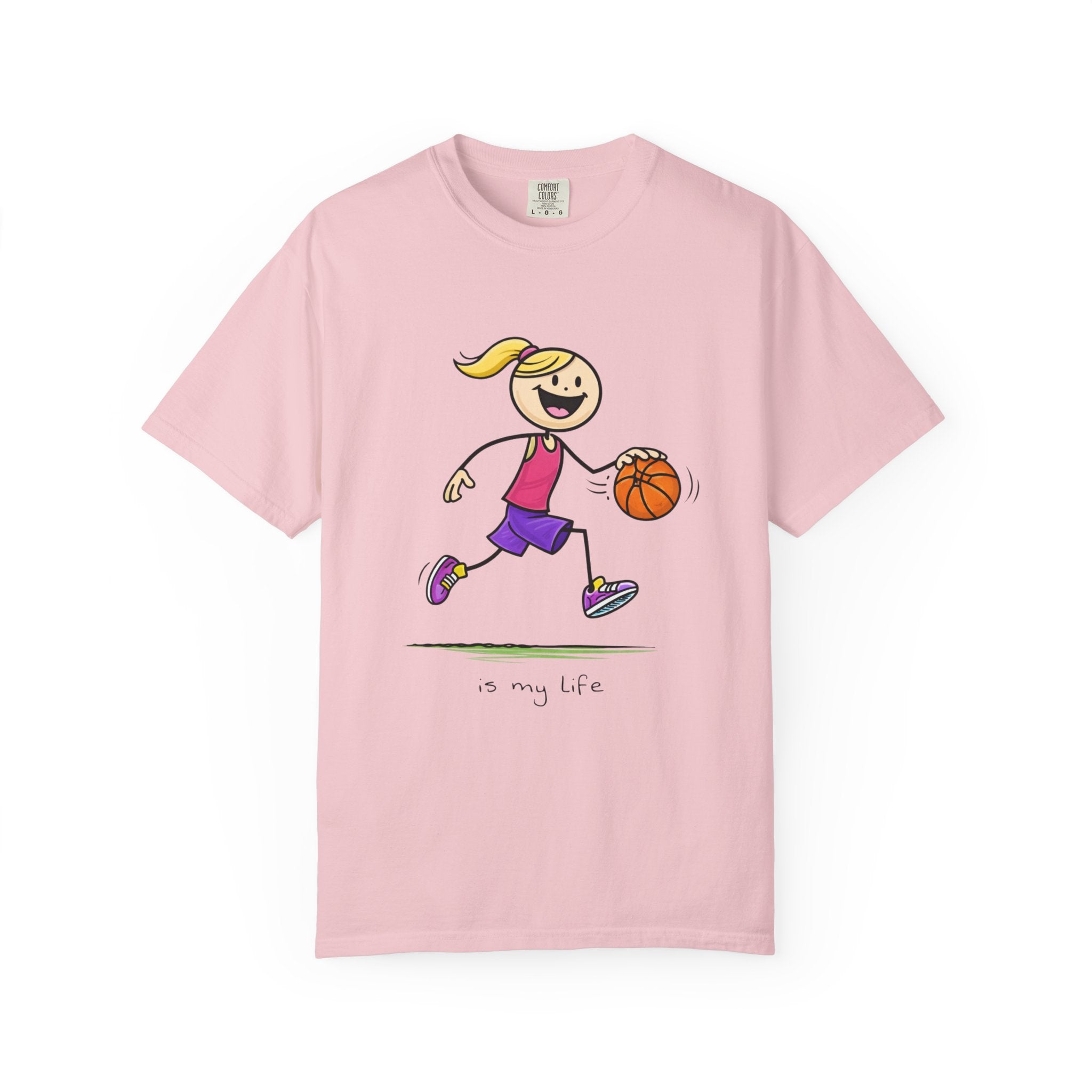 Basketball Figure Short Sleeve T-Shirt — "Basketball is my life" Sports Tee
