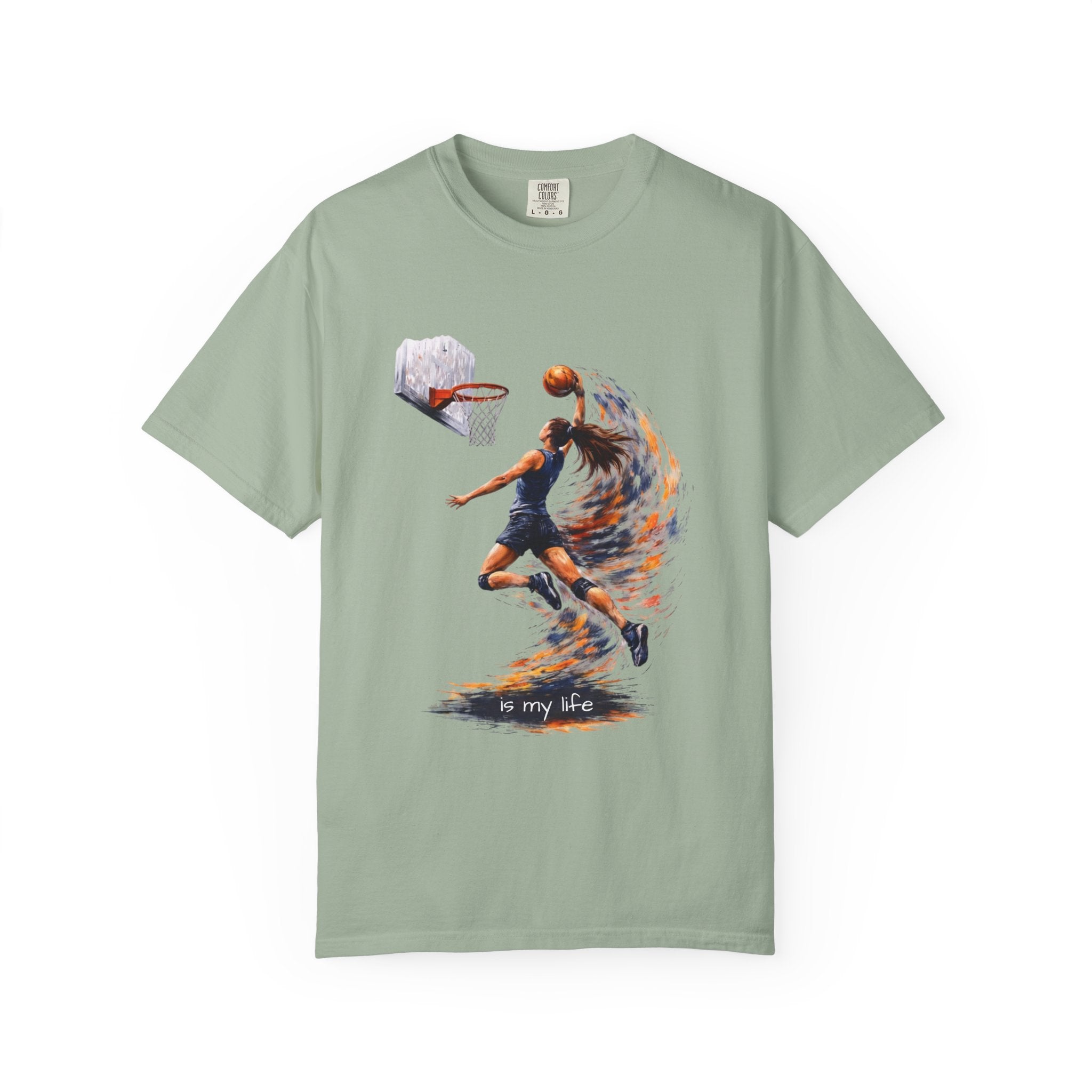 Basketball Dunk Graphic T-Shirt — "Basketball is my life" Player Art Tee