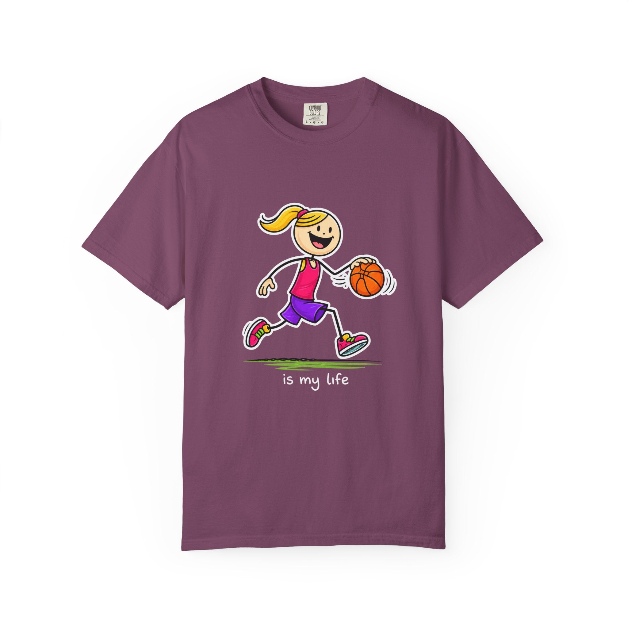 Basketball Figure Short Sleeve T-Shirt — "Basketball is my life" Sports Tee