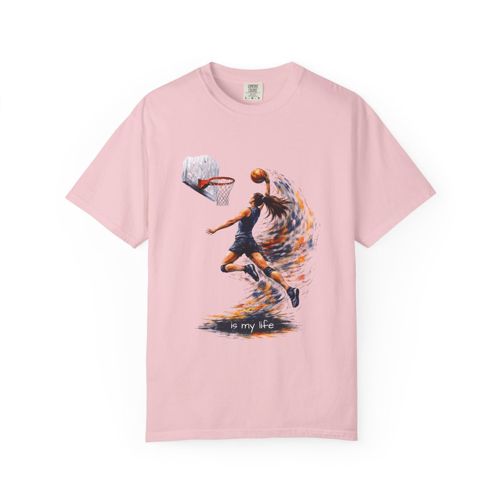 Basketball Dunk Graphic T-Shirt — "Basketball is my life" Player Art Tee