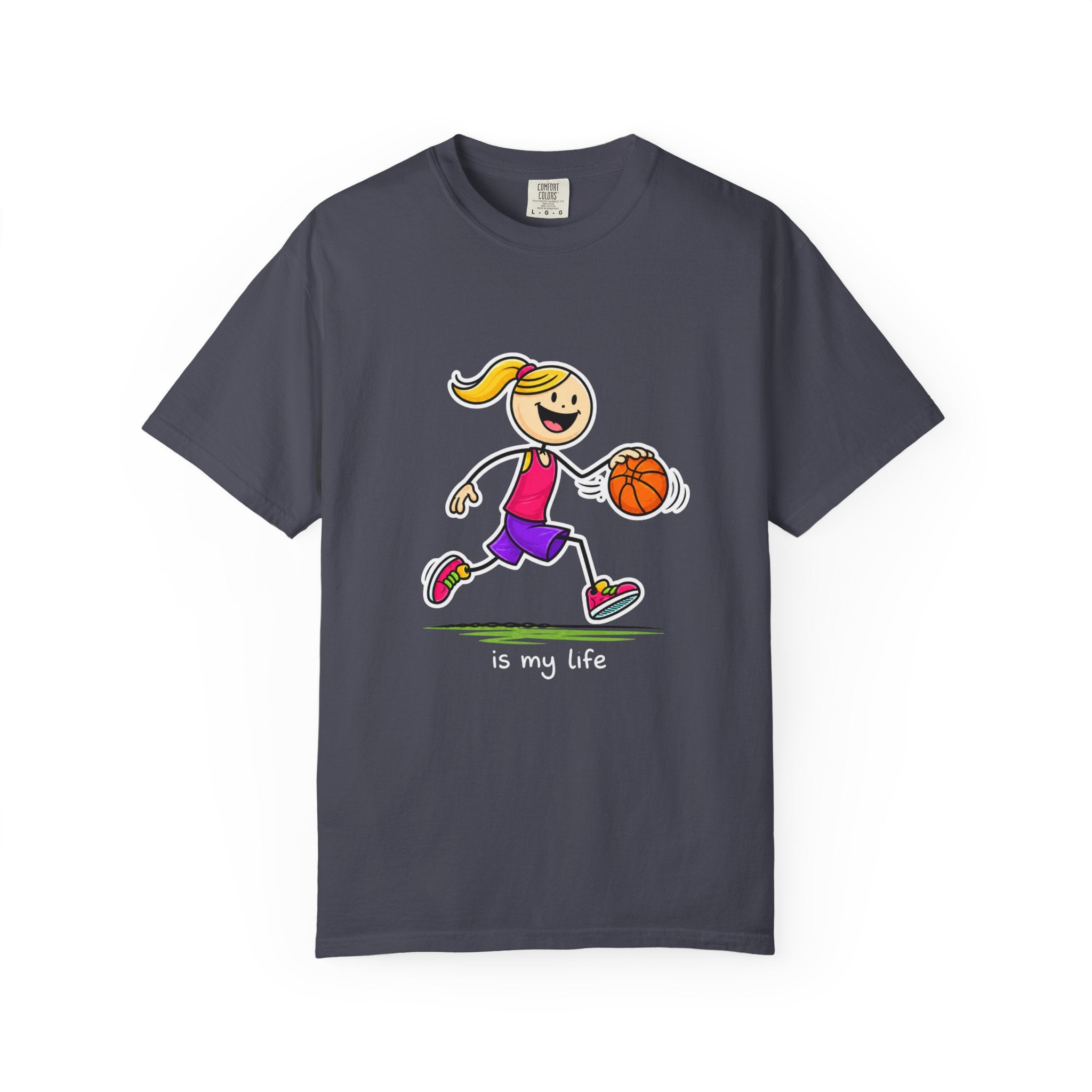 Basketball Figure Short Sleeve T-Shirt — "Basketball is my life" Sports Tee