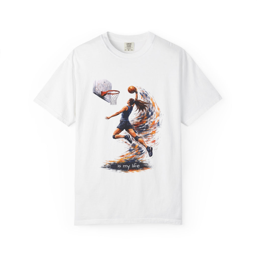 Basketball Dunk Graphic T-Shirt — "Basketball is my life" Player Art Tee