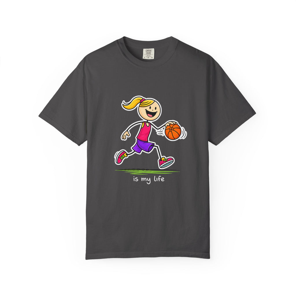 Basketball Figure Short Sleeve T-Shirt — "Basketball is my life" Sports Tee