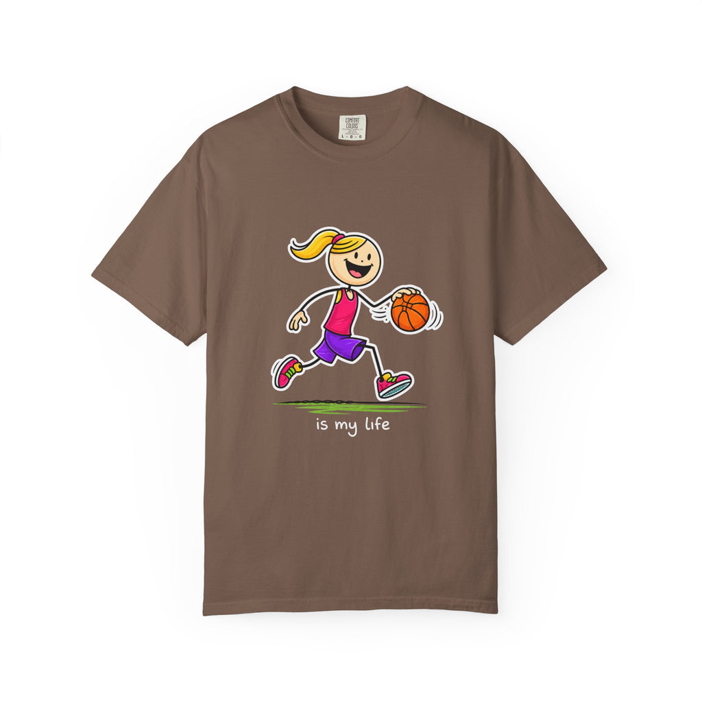 Basketball Figure Short Sleeve T-Shirt — "Basketball is my life" Sports Tee