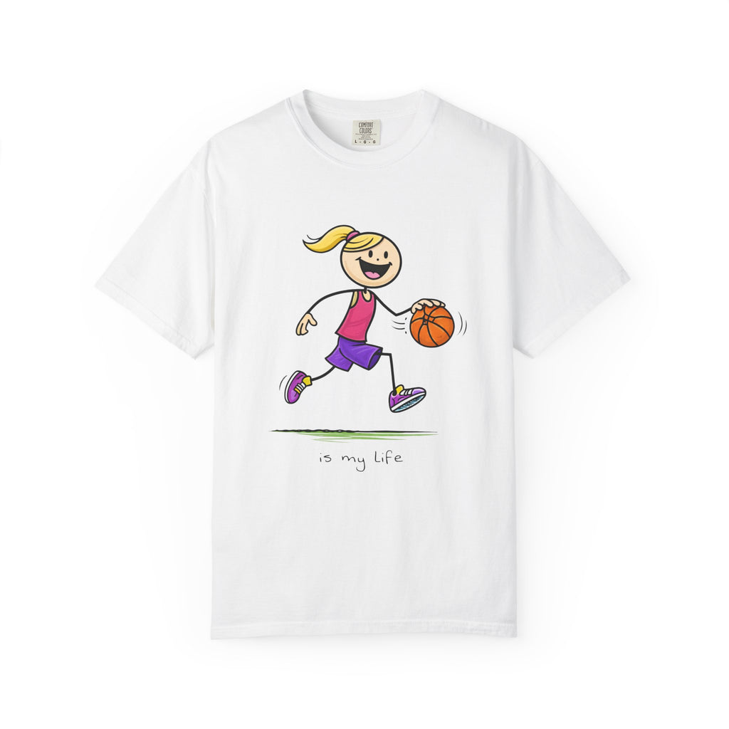 Basketball Figure Short Sleeve T-Shirt — "Basketball is my life" Sports Tee