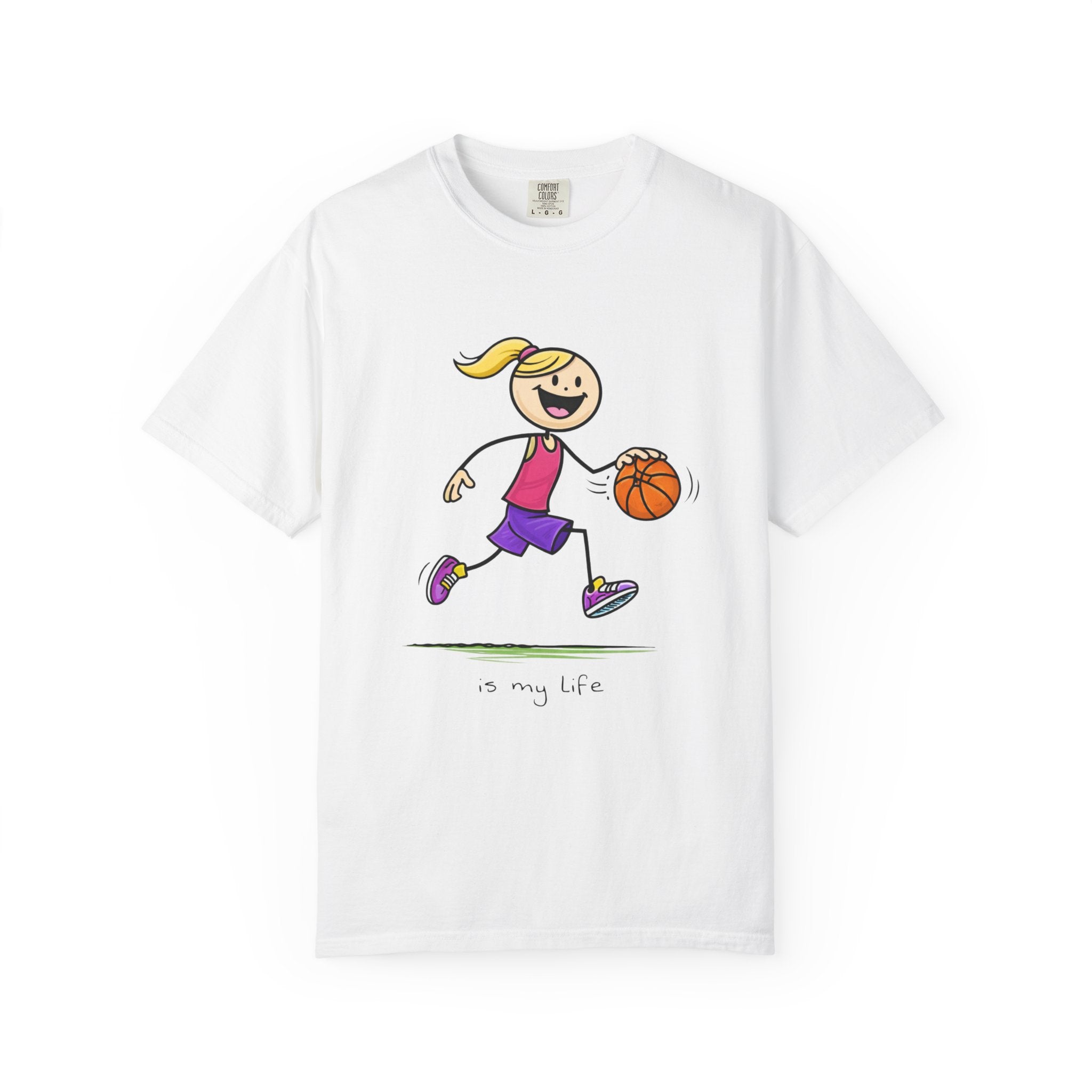 Basketball Figure Short Sleeve T-Shirt — "Basketball is my life" Sports Tee