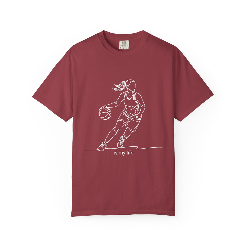 Basketball Is My Life T-Shirt — Women's Hoops Line Art Tee