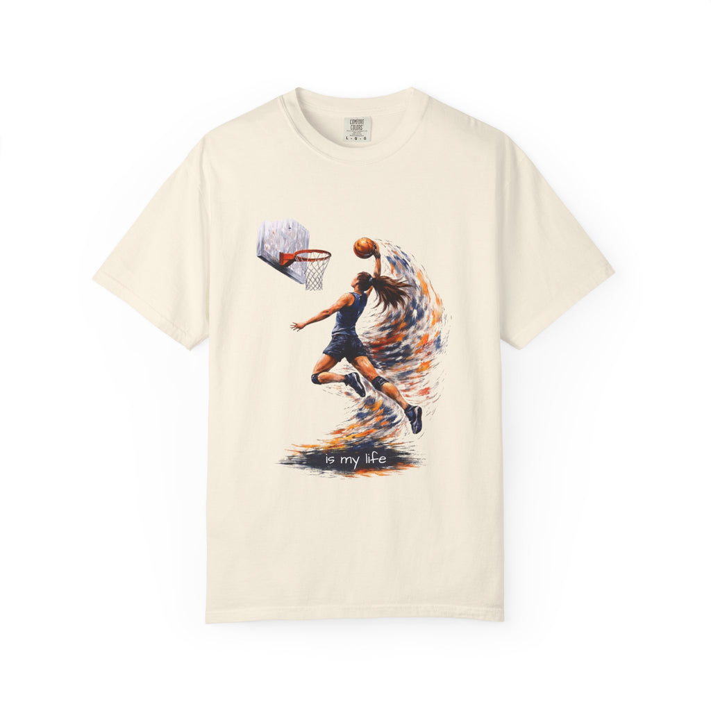 Basketball Dunk Graphic T-Shirt — "Basketball is my life" Player Art Tee