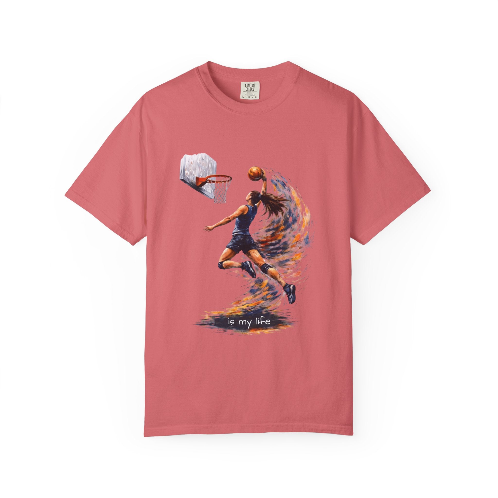 Basketball Dunk Graphic T-Shirt — "Basketball is my life" Player Art Tee
