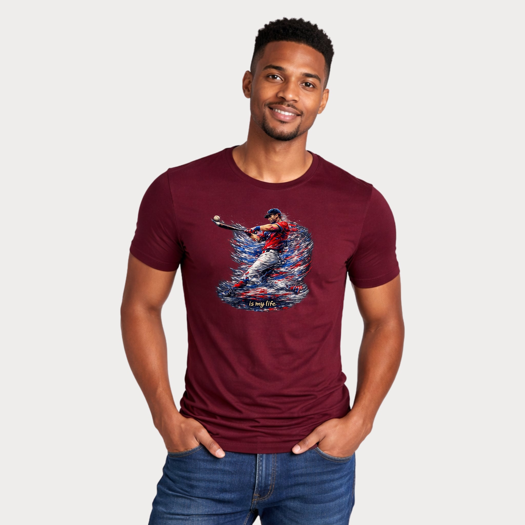 Baseball Brushstroke Short Sleeve T-Shirt