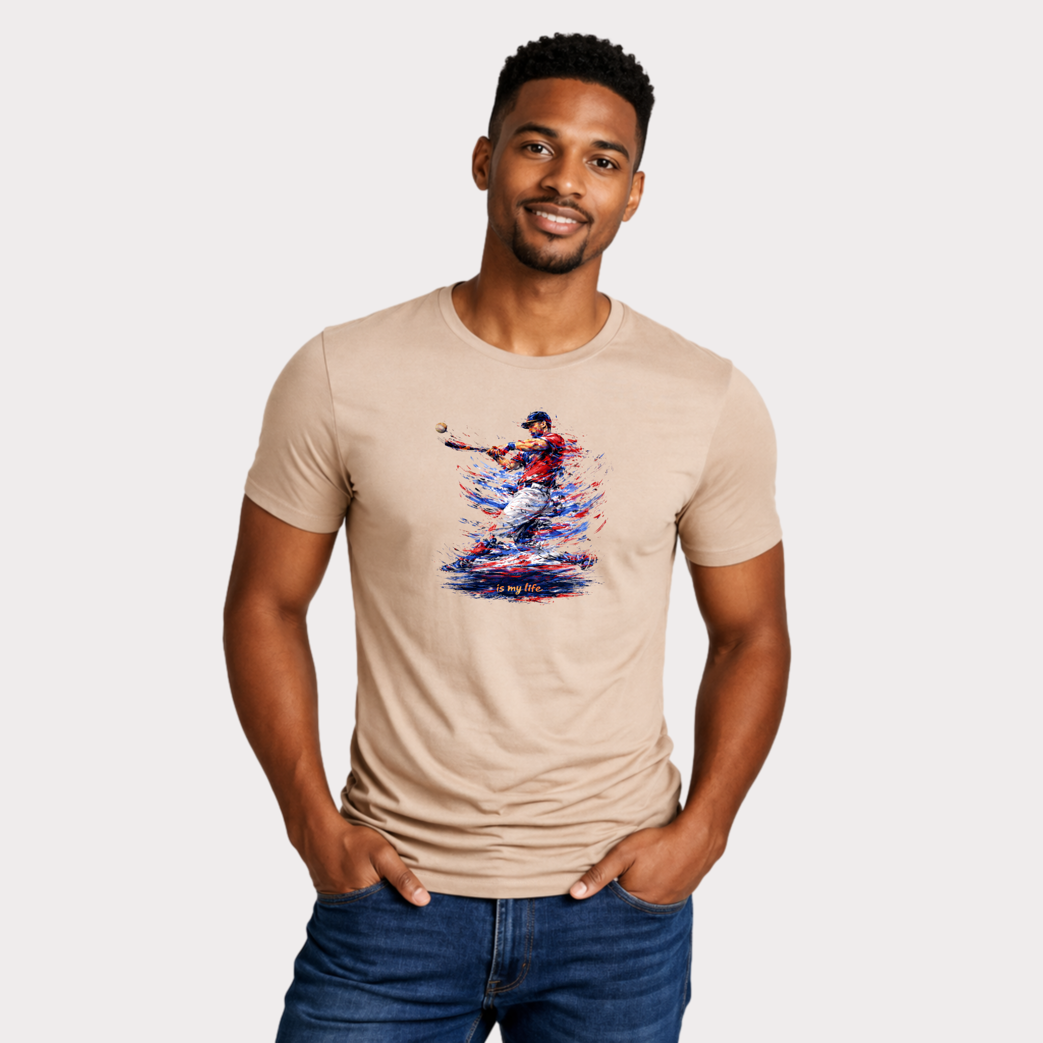 Baseball Brushstroke Short Sleeve T-Shirt