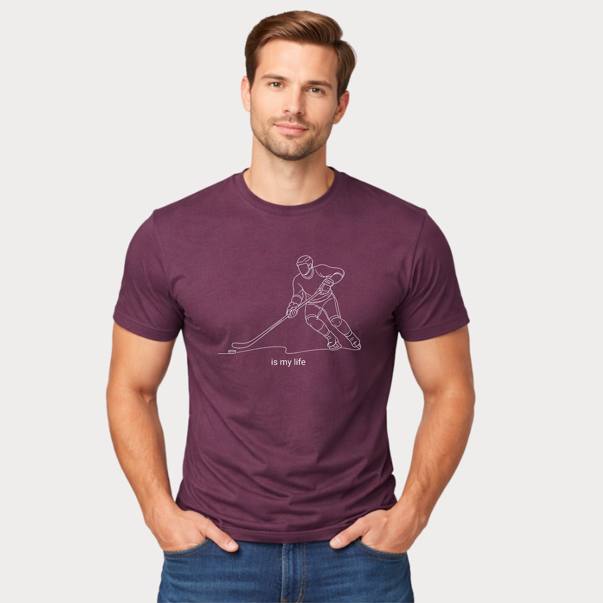 Hockey Is My Life T‑Shirt — Minimalist Ice Hockey Player Tee