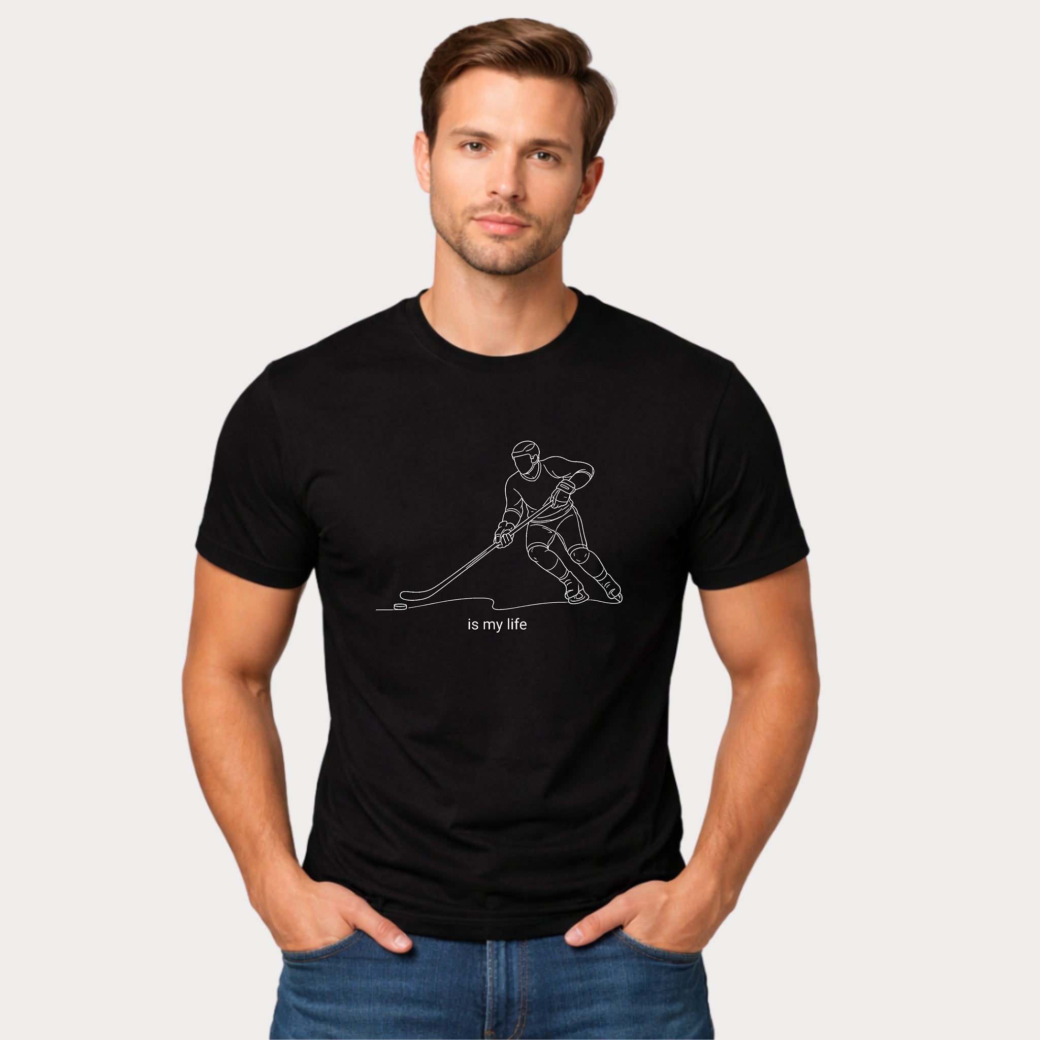 Hockey Is My Life T‑Shirt — Minimalist Ice Hockey Player Tee