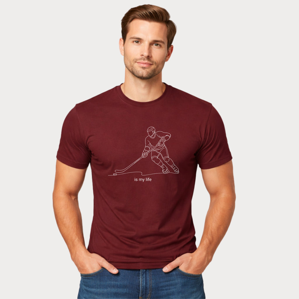Hockey Is My Life T‑Shirt — Minimalist Ice Hockey Player Tee