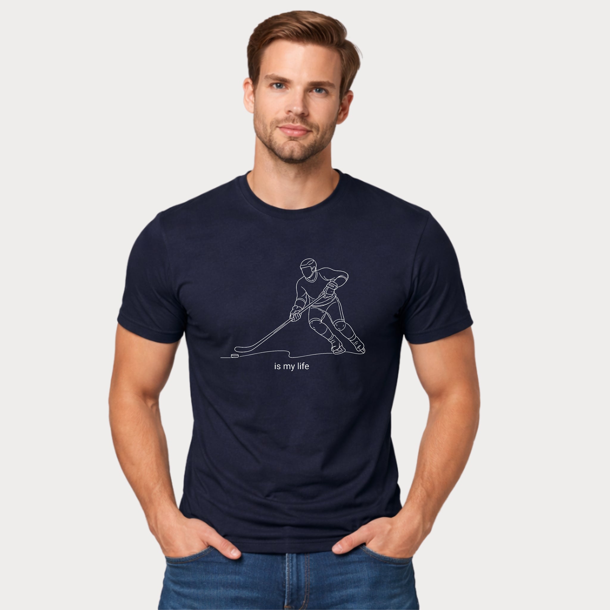 Hockey Is My Life T‑Shirt — Minimalist Ice Hockey Player Tee