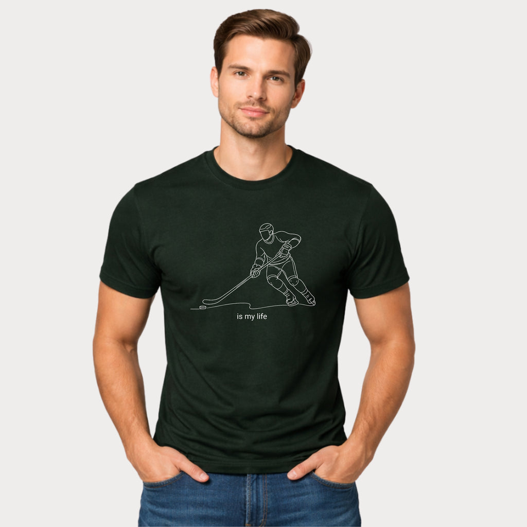Hockey Is My Life T‑Shirt — Minimalist Ice Hockey Player Tee