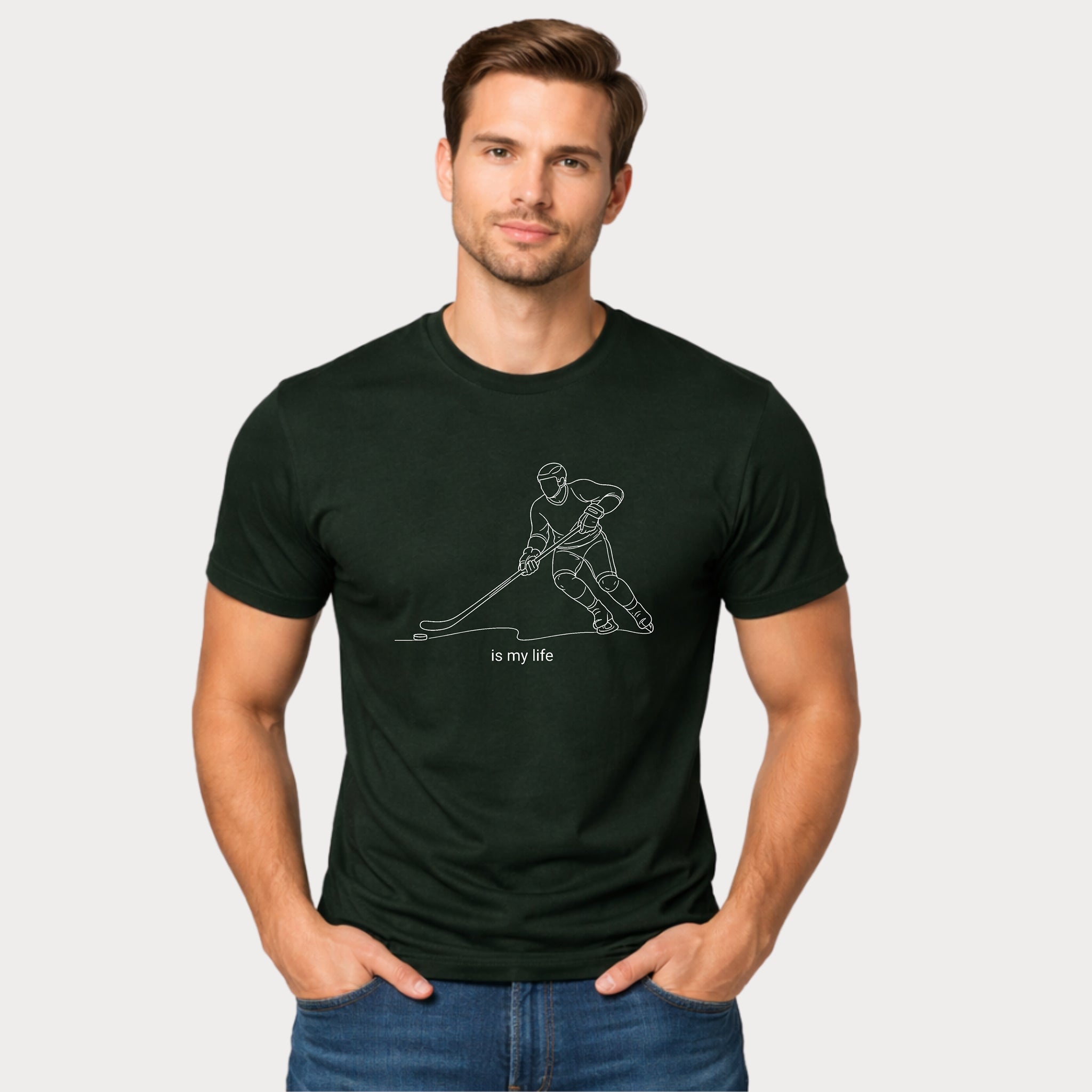 Hockey Is My Life T‑Shirt — Minimalist Ice Hockey Player Tee
