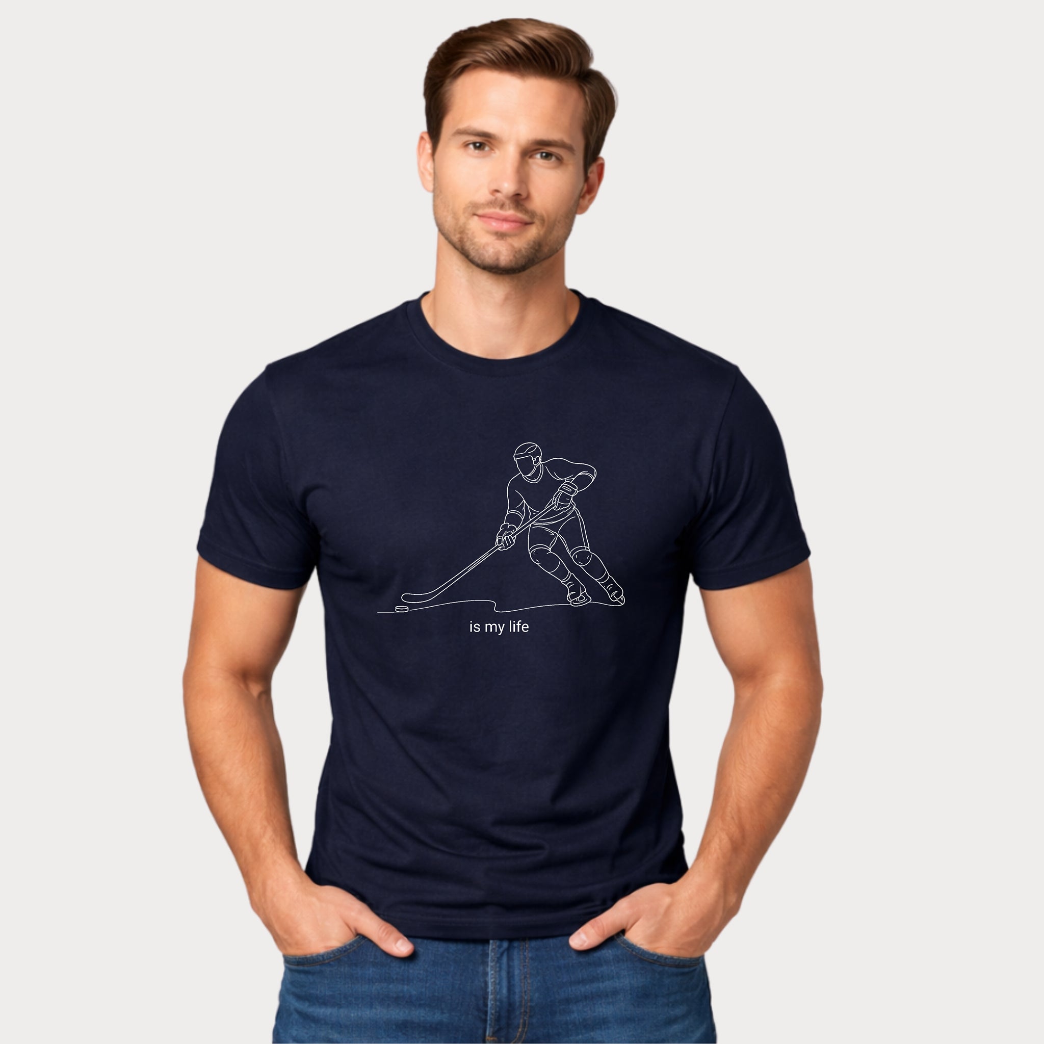 Hockey Is My Life T‑Shirt — Minimalist Ice Hockey Player Tee