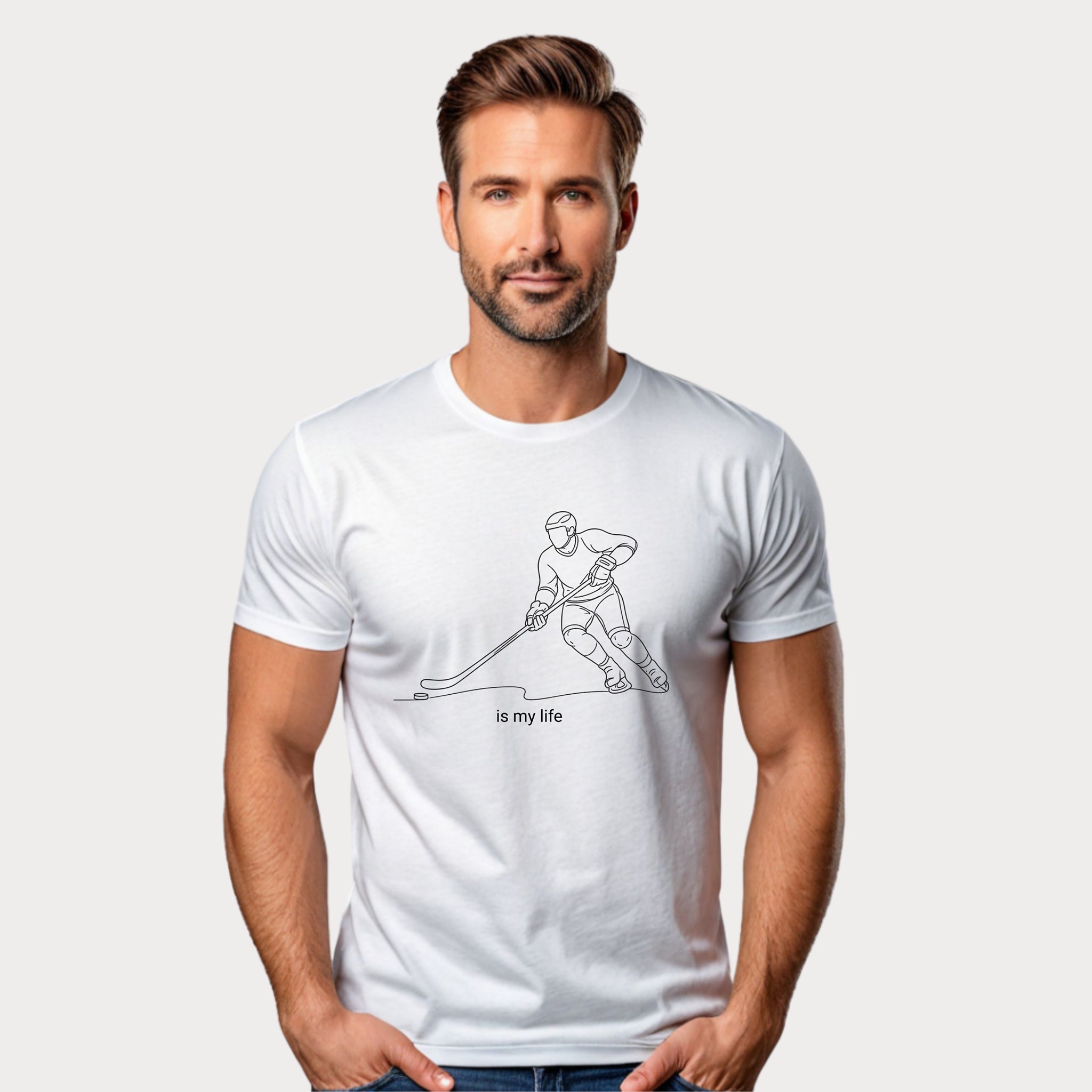 Hockey Is My Life T‑Shirt — Minimalist Ice Hockey Player Tee