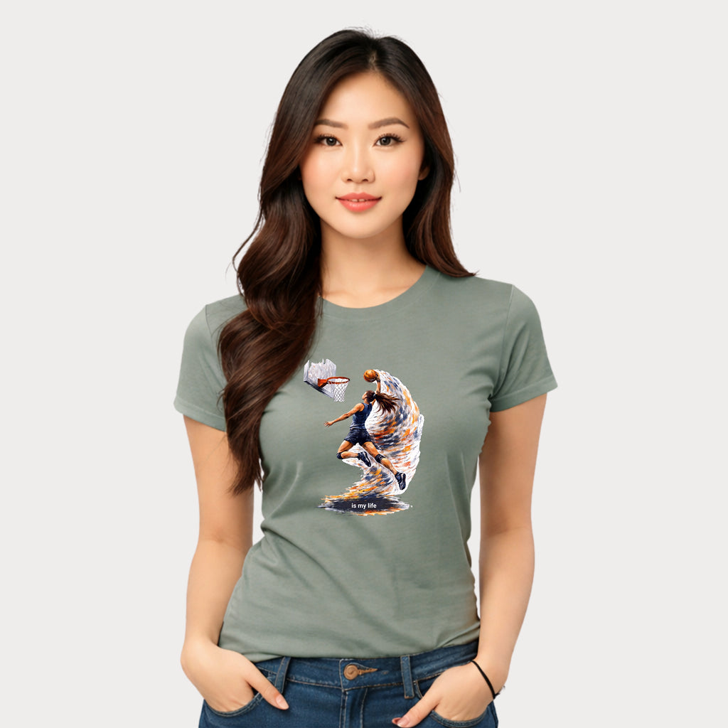 Basketball Dunk Graphic T-Shirt — "Basketball is my life" Player Art Tee