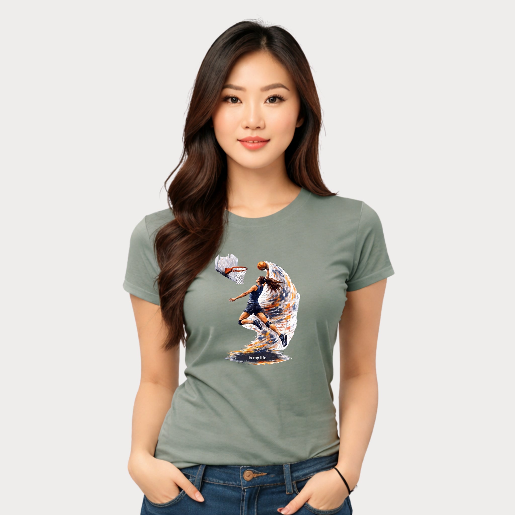 Basketball Dunk Graphic T-Shirt — "Basketball is my life" Player Art Tee