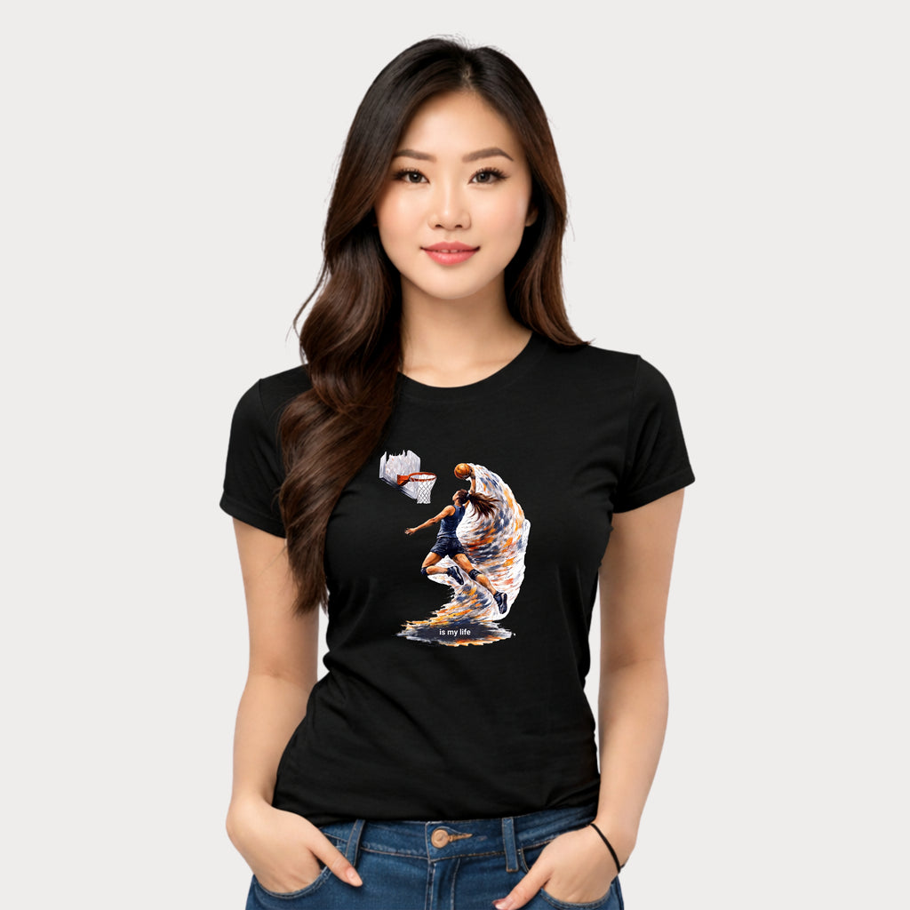 Basketball Dunk Graphic T-Shirt — "Basketball is my life" Player Art Tee