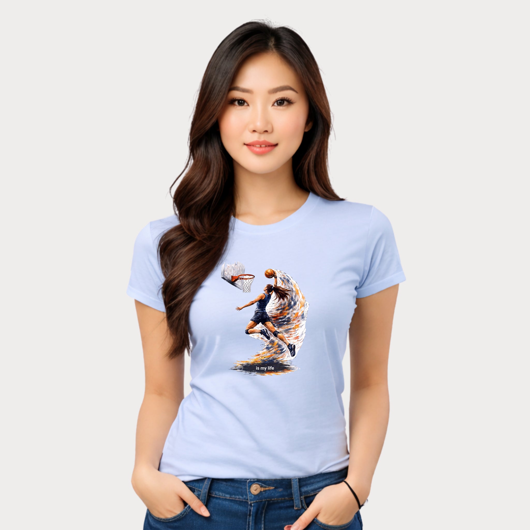 Basketball Dunk Graphic T-Shirt — "Basketball is my life" Player Art Tee