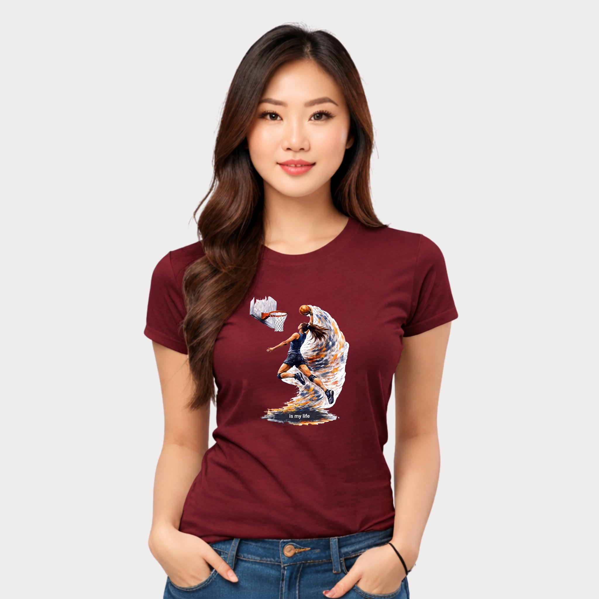 Basketball Dunk Graphic T-Shirt — "Basketball is my life" Player Art Tee