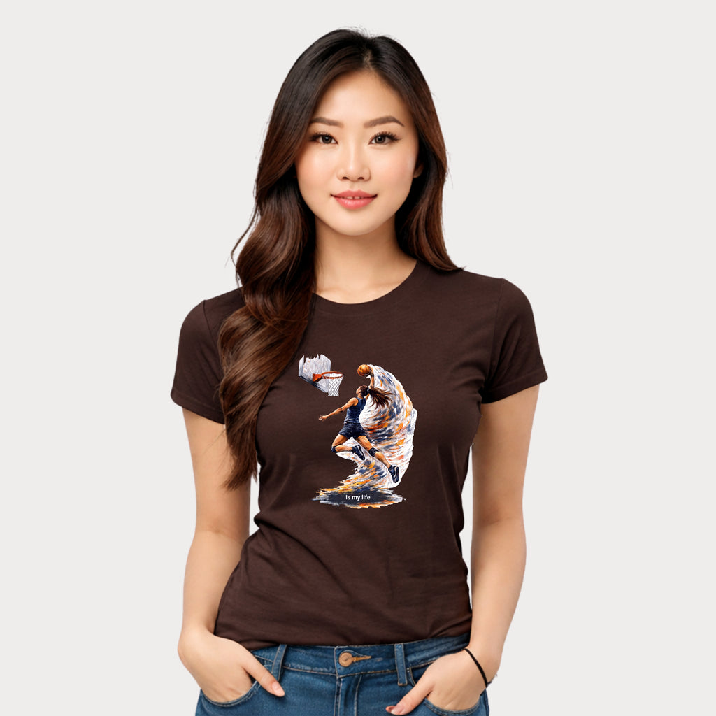 Basketball Dunk Graphic T-Shirt — "Basketball is my life" Player Art Tee
