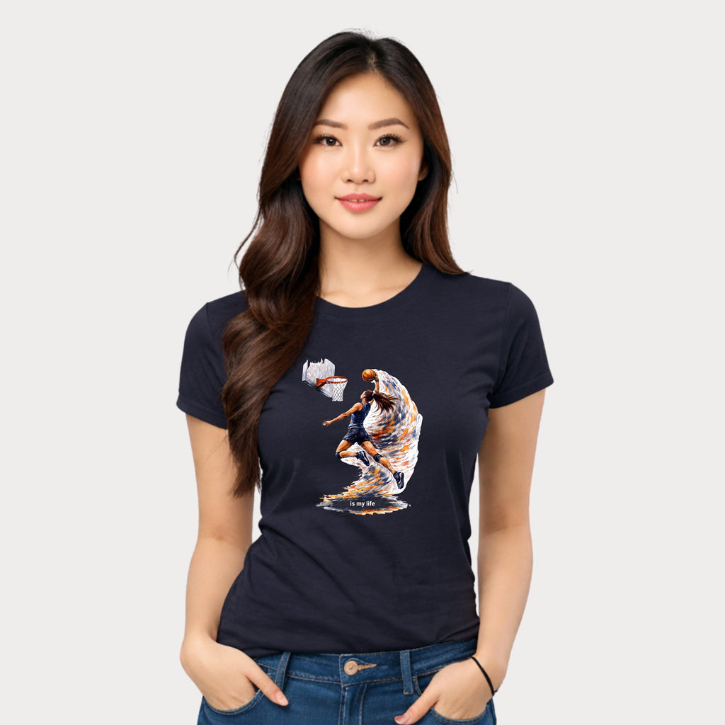 Basketball Dunk Graphic T-Shirt — "Basketball is my life" Player Art Tee