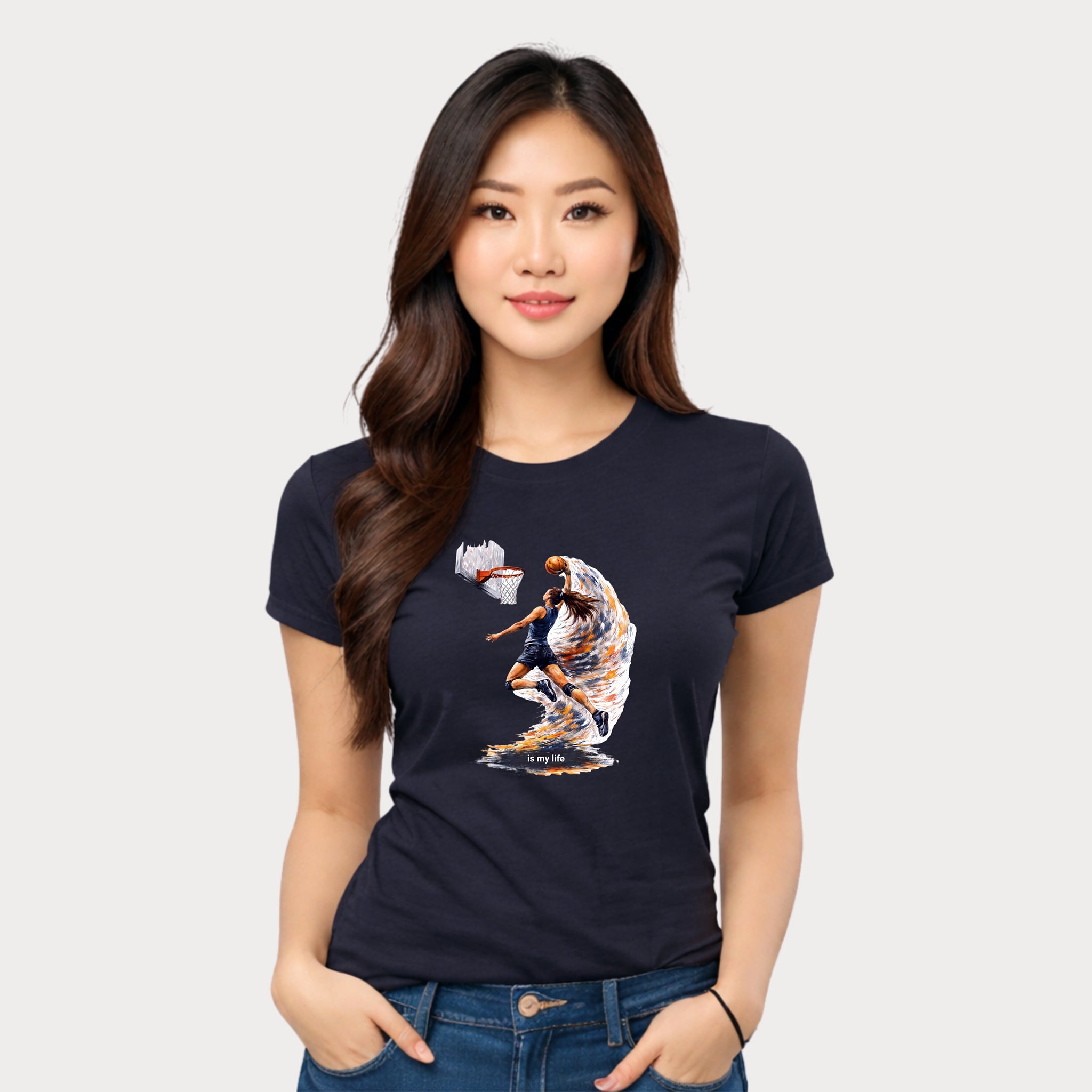 Basketball Dunk Graphic T-Shirt — "Basketball is my life" Player Art Tee